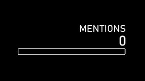 animation of mentions counter increasing with progress bar in clean white outline style on black background, simple motion graphics for mobile interface, social media or analytics dashboard - Powered by Shutterstock - Get 15% off with code: PIKWIZARD15