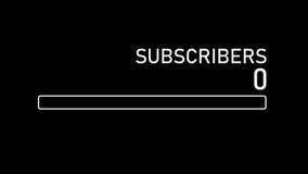 animation of subscribers counter increasing with progress bar in minimal white outline style on black background, smooth motion graphics for app interface, social media or statistics dashboard - Powered by Shutterstock - Get 15% off with code: PIKWIZARD15