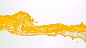 Super Slow Motion Orange Juice Splash at 1000fps, High-Speed 4K Footage on White Background - Powered by Shutterstock - Get 15% off with code: PIKWIZARD15
