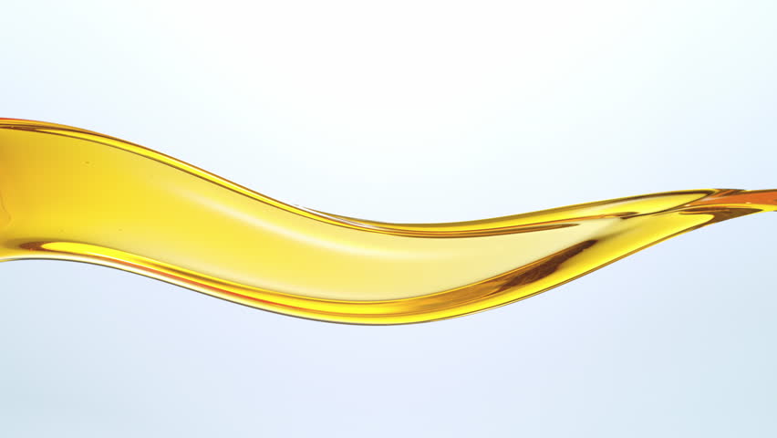 Super Slow Motion Shot of Waving Oil Splash on White Background at 1000fps.