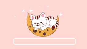 Animated Cute Cat on Moon with Stars and Progress Bar Transparent - Powered by Shutterstock - Get 15% off with code: PIKWIZARD15
