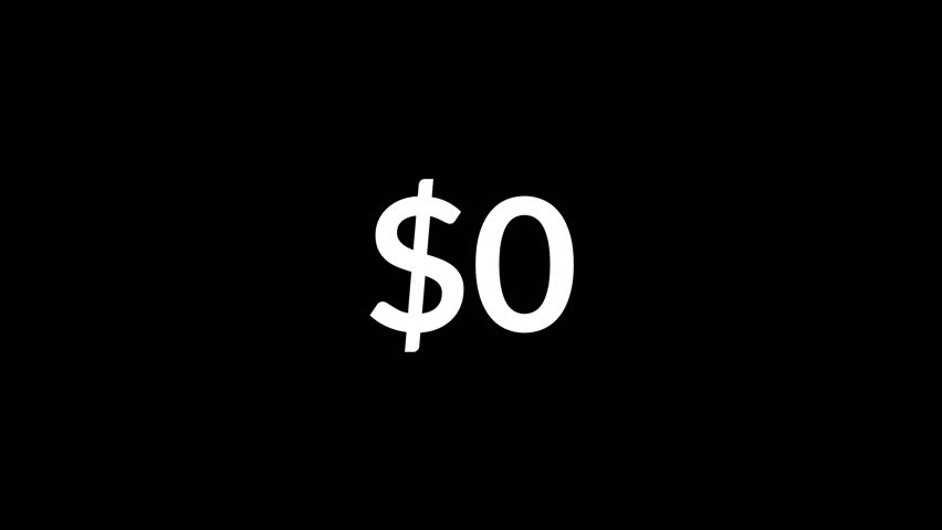 4K money counter animation showing digits increasing to 10 thousand dollars on black background