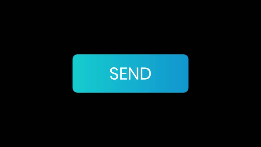 Blue send button animation on a black background in 4K resolution