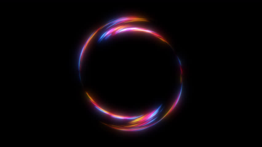 Circle energy effect. Abstract Swirl ring and energy. Circle Neon ring. Space energy hole on a transparent background. luminous shimmer swirling lines, particles. Vortex energy flows. Looped