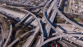 Aerial Drone Descent Over Judge Harry Pregerson Interchange, Los Angeles, February 2025 - Powered by Shutterstock - Get 15% off with code: PIKWIZARD15
