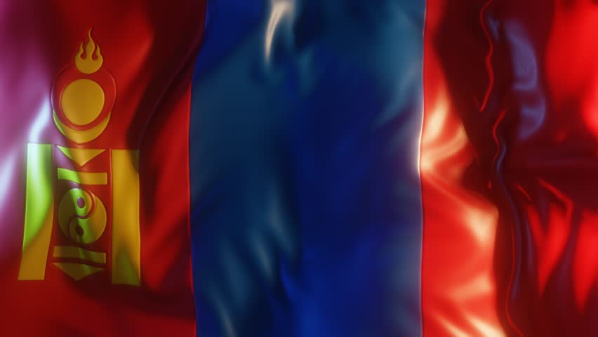 Mongolia Flag Frontal Close up View 3D Render