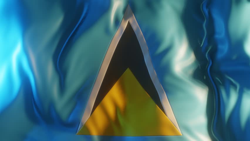 Saint Lucia Flag Frontal Close up View 3D Render