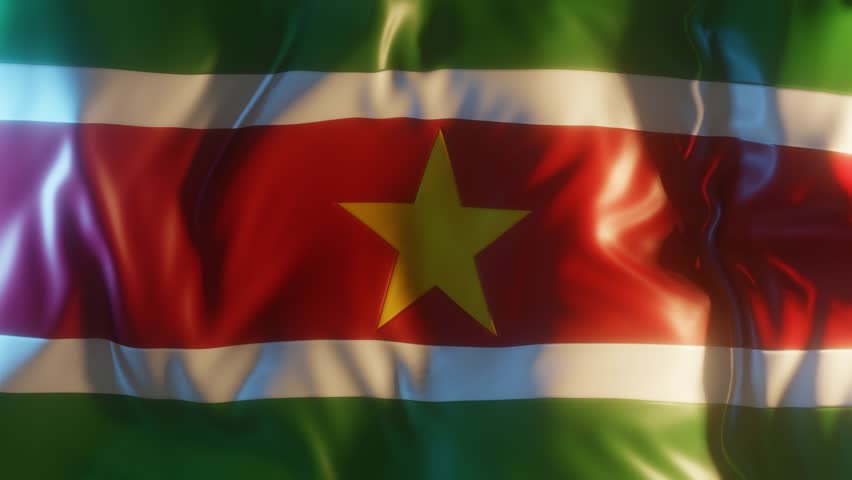 Suriname Flag Frontal Close up View 3D Render