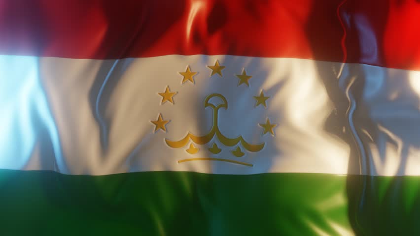 Tajikistan Flag Frontal Close up View 3D Render