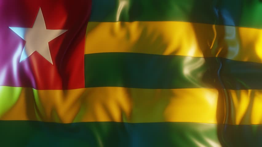 Togo Flag Frontal Close up View 3D Render