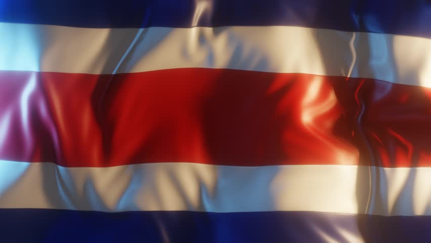 Costa Rica Flag Frontal Close up View 3D Render