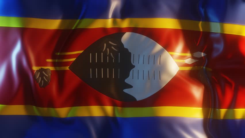Eswatini Flag Swaziland Frontal Close up View 3D Render