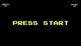 Black arcade game title screen with press start, zero credits, and points. Perfect for retro gaming themes, websites, and social media posts. - Powered by Shutterstock - Get 15% off with code: PIKWIZARD15