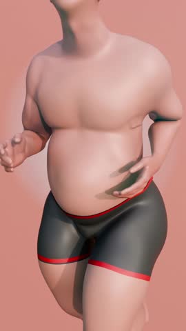Fat Loss Process in Abdominal Area Highlighting Visceral and Subcutaneous Fat in Human Body for Health Education 3D Rendering