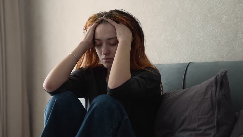 girl stress, women experiences, girl Girl alone, teen focused on feelings, teenage emotional distance, neutral face hiding pain, alone but thinking, going through silent sadness, self-reflection and