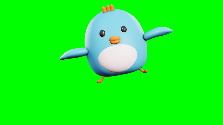 3D green screen animation of Bluppi flying and then falling down, perfect for digital assets, motion graphics, or creative video compositions.