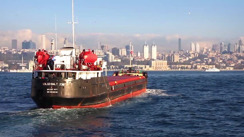 ISTANBUL - NOV 12: Freighter VOLGO BALT 36 (BANGOR) (IMO: 6919277, Russia) on