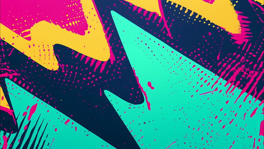 Seamless comic-inspired background loop with bright neon zigzags, manga-style energy bursts, and 2D animation strokes. Great for pop-art edits and VJ visuals.