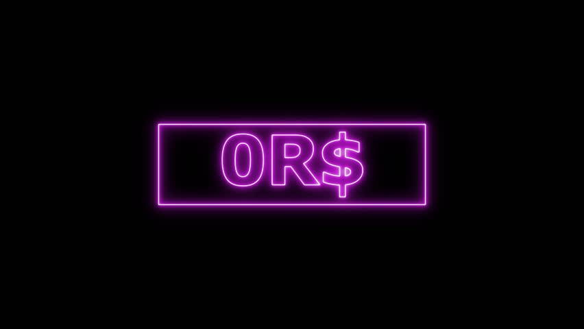 Neon animation of Brazilian Real counting from 0 to 300 on black background. Smooth money increase with glowing digits. Great for finance, tech, and digital economy content