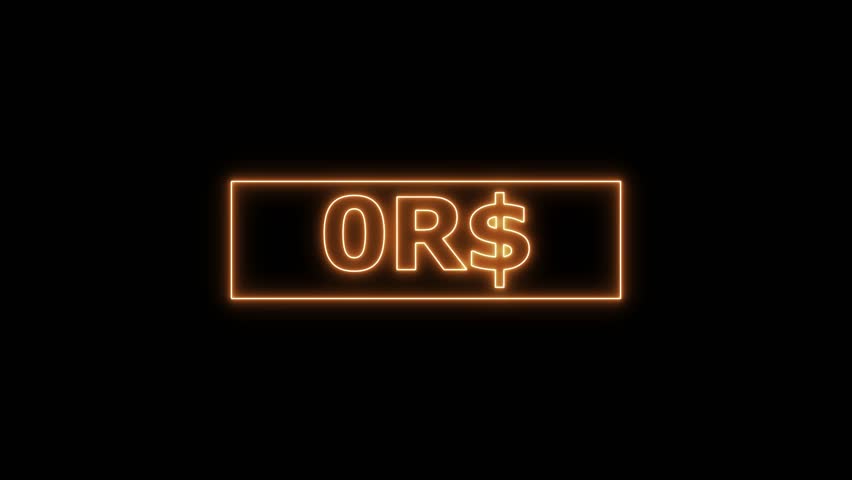Neon animation of Brazilian Real counting from 0 to 300 on black background. Smooth money increase with glowing digits. Great for finance, tech, and digital economy content