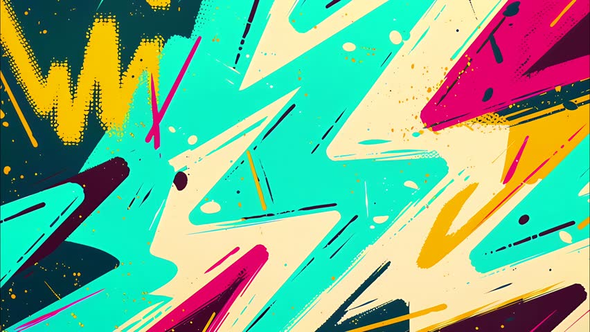 Neon cartoon animation with dynamic zigzag lines, glowing bolts, and comic-style impact bursts. Ideal for retro-inspired visuals, glitch edits, and punk-inspired design.