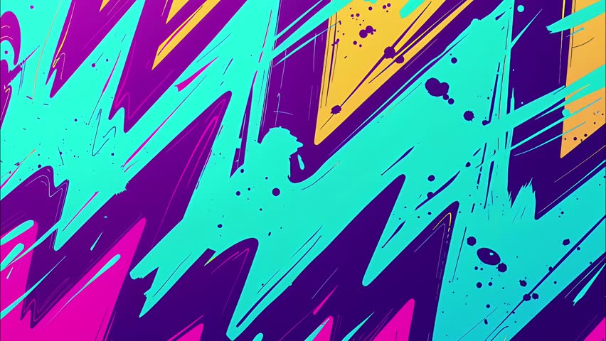 Bold comic-style animation loop with high-contrast speed lines, neon bolts, and electric shock strokes. Designed for anime-style visuals and funky retro overlays.
