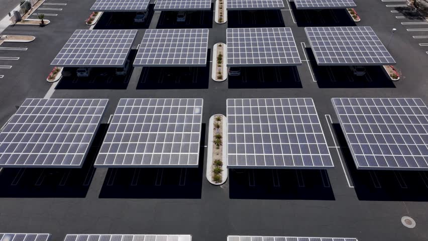 Drone View of Solar Panel Parking Structure in Palm Springs