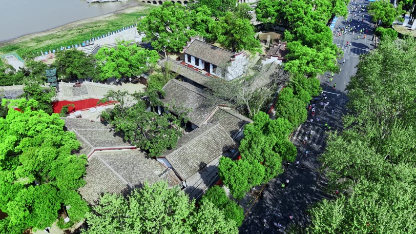 Aerial Yueyang Tower Ancient Architecture Scenery