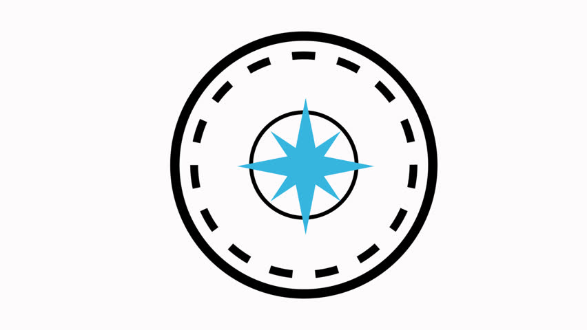 Compass Rose icon animation   simple flat