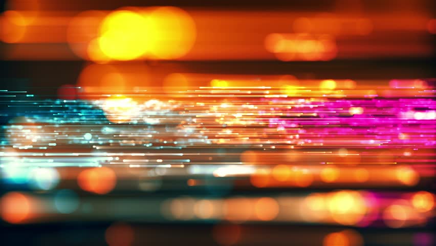 Abstract Night City Traffic Lights, Bokeh Light Trails Animation 4K