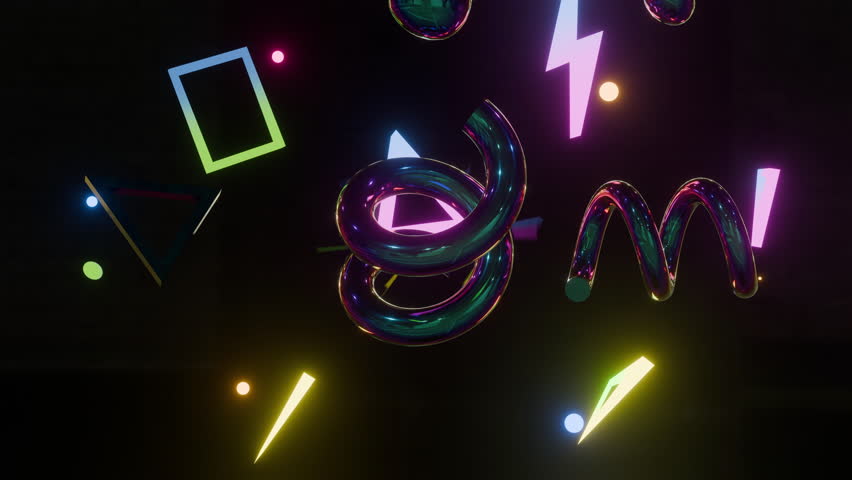 80s Geometry Neon Background and Loop