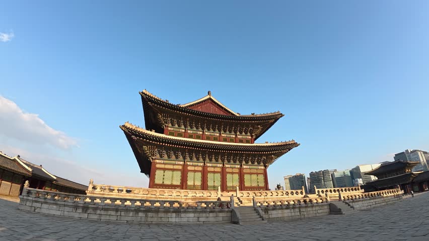 Geunjeongjeon Hall At Gyeongbokgung Palace In Seoul, South Korea. - wide shot
