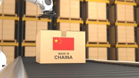 Robot arm handling a product box made in China at the warehouse - Powered by Shutterstock - Get 15% off with code: PIKWIZARD15