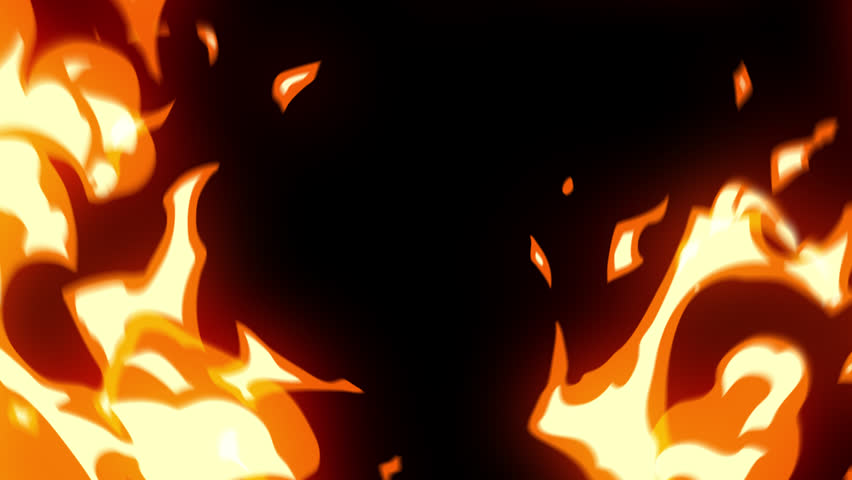 Anime fire with alpha channel, cartoon fire, transparent background