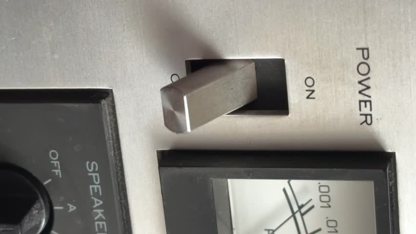Finger Flipping Power Switch on Vintage Hi-Fi Stereo
