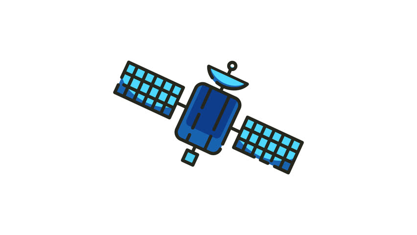 Satellite animation with solar panel antenna icon minimalist looping design - Powered by Shutterstock - Get 15% off with code: PIKWIZARD15
