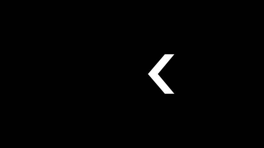 Looping white arrow swiping left repeatedly animation over black color background for easy video compositing