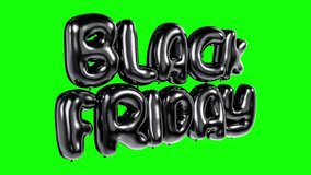 Black Friday Promotion: Captivating 3D render of 'Black Friday' text formed by sleek, black balloons against a vibrant green backdrop - Powered by Shutterstock - Get 15% off with code: PIKWIZARD15
