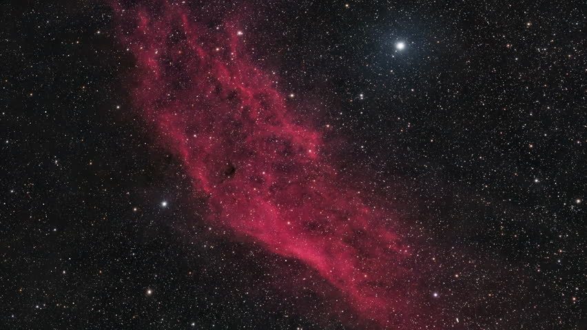 Cosmic Journey through California Nebula NGC1499. High quality 4k footage