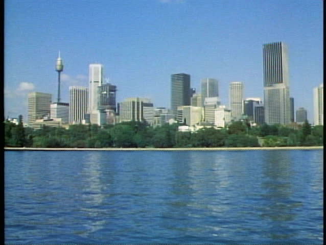 Sydney, Australia skyline, wide shot, tilt up, classic view
