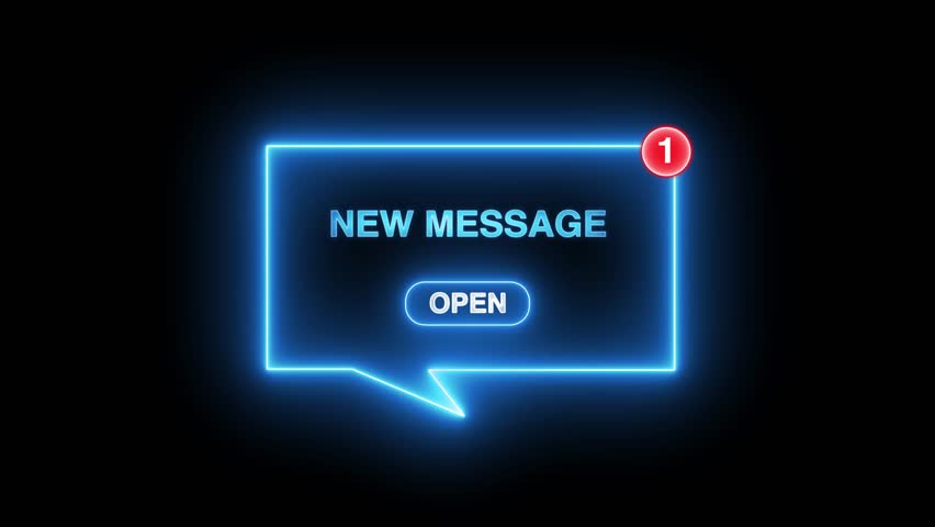 Receiving new email message alert concept on black background. Neon Email campaign alert concept. New email send notification for business e-mail communication
