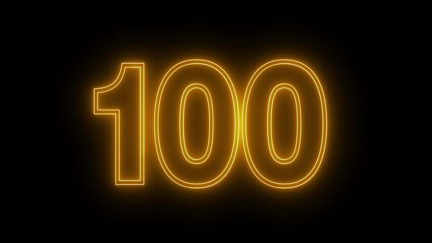 100 neon sign. Neon sign 100. 100 logo animation. One hundred
number, one hundred neon sign. 