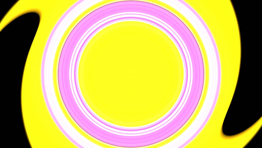 The video displays a colorful, abstract background featuring concentric circles with a ripple or wave-like effect, primarily in shades of purpl,, yellow, and white.