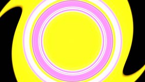 The video displays a colorful, abstract background featuring concentric circles with a ripple or wave-like effect, primarily in shades of purpl,, yellow, and white. - Powered by Shutterstock - Get 15% off with code: PIKWIZARD15