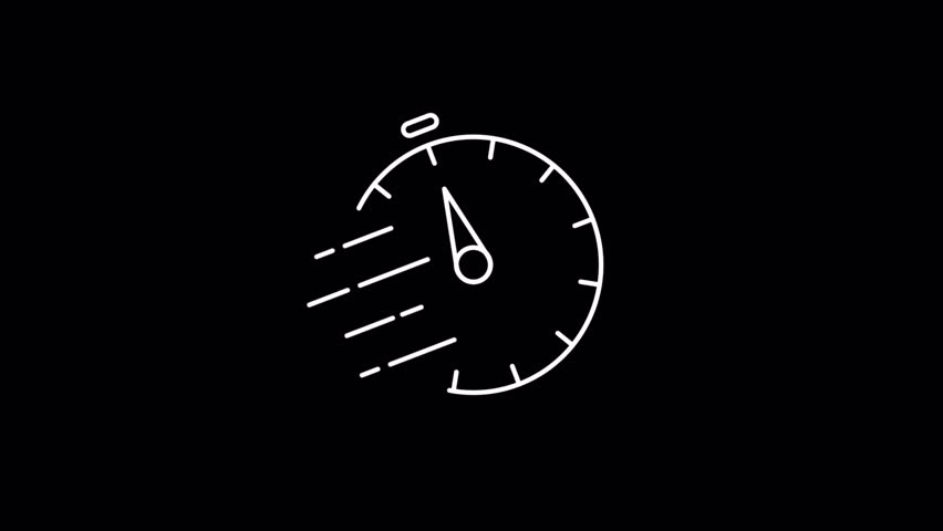 Speed and Pressure Meter white line Icon animation. Concept of Performance Monitoring, Engine Diagnostics, System Analysis, Velocity and Pressure Measurement – Transparent Background, Alpha Channel