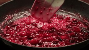 Frozen cranberries cooking for tea or jam, Background Close up of cranberry berries in on the kitchen, chef making dessert healthy pie. - Powered by Shutterstock - Get 15% off with code: PIKWIZARD15