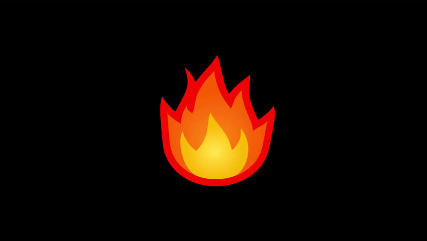 Fire Emoji Animated on Alpha channel, transparent background. Loop animation