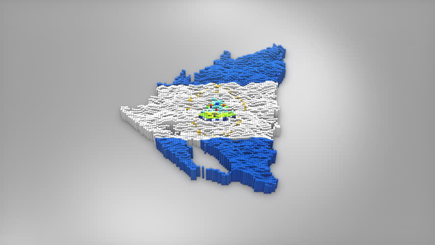 Nicaragua country opener intro with 3d bars forming the map with Waving Flag Design which useful for news, political events, sports intros and presentation.