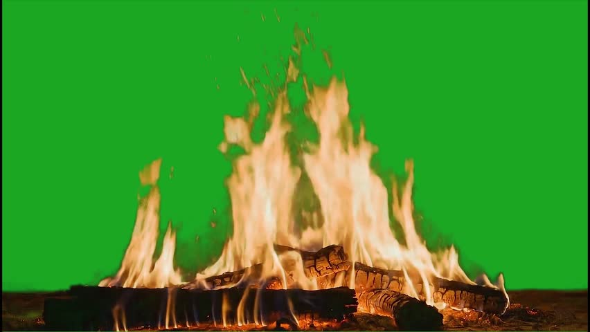 Realistic Campfire Flames Green Screen Fire Overlay Effect