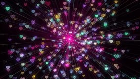 Explosion Of Love A Dynamic Burst Of Colorful, Luminous Heart Particles Radiating From A Central Bright Light On A Dark Background,colorful Heart Confetti Burst, Vibrant Love Explosion, Romantic - Powered by Shutterstock - Get 15% off with code: PIKWIZARD15